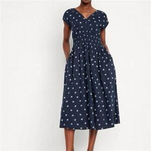 NWT Old Navy Waist-Defined Midi Dress Blue Ditsy Floral XL
